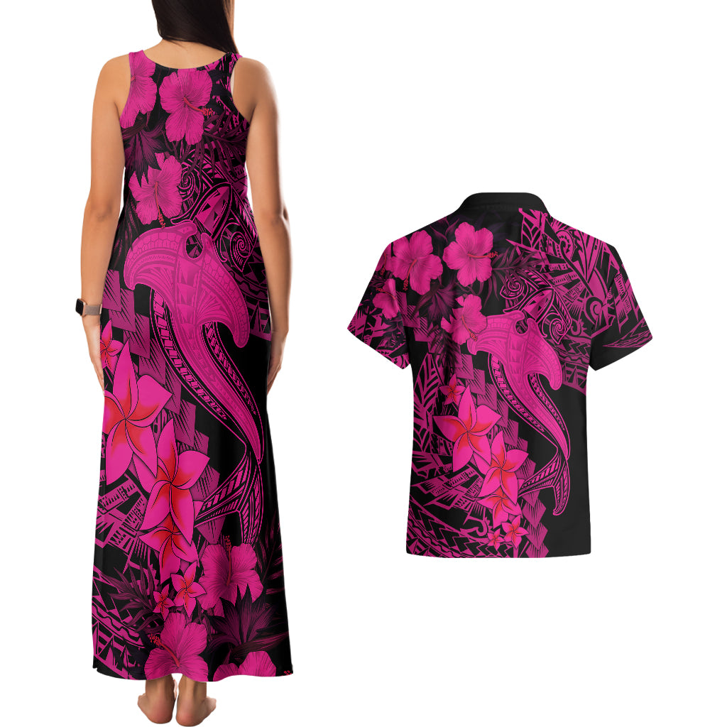 Aloha Hawaii Couples Matching Tank Maxi Dress And Hawaiian Shirt Hammerhead Shark Tattoo Polynesian Summer - Pink LT9 - Polynesian Pride