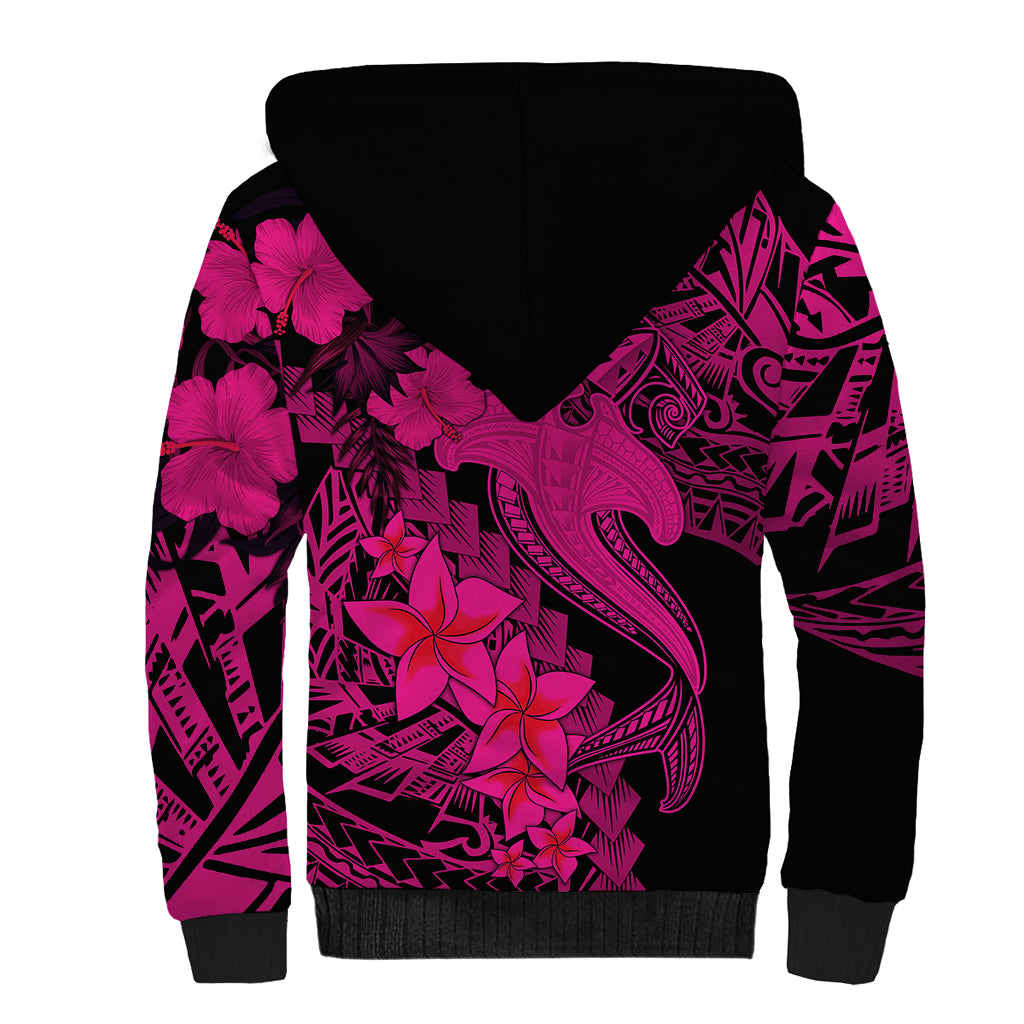 Aloha Hawaii Sherpa Hoodie Hammerhead Shark Tattoo Polynesian Summer - Pink LT9 - Polynesian Pride
