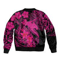 Aloha Hawaii Sleeve Zip Bomber Jacket Hammerhead Shark Tattoo Polynesian Summer - Pink LT9 - Polynesian Pride