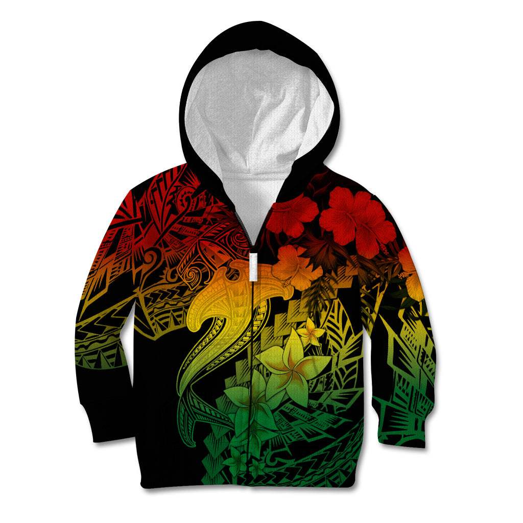 Aloha Hawaii Kid Hoodie Hammerhead Shark Tattoo Polynesian Summer - Reggae LT9 - Polynesian Pride