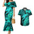 Aloha Hawaii Couples Matching Mermaid Dress And Hawaiian Shirt Hammerhead Shark Tattoo Polynesian Summer - Turquoise LT9 Turquoise - Polynesian Pride