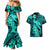 Aloha Hawaii Couples Matching Mermaid Dress And Hawaiian Shirt Hammerhead Shark Tattoo Polynesian Summer - Turquoise LT9 - Polynesian Pride