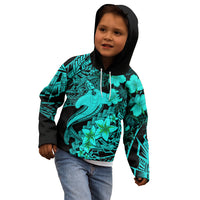 Aloha Hawaii Kid Hoodie Hammerhead Shark Tattoo Polynesian Summer - Turquoise LT9 - Polynesian Pride