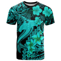 Aloha Hawaii T Shirt Hammerhead Shark Tattoo Polynesian Summer - Turquoise LT9 Turquoise - Polynesian Pride