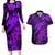 Aloha Hawaii Couples Matching Long Sleeve Bodycon Dress and Hawaiian Shirt Hammerhead Shark Tattoo Polynesian Summer - Violet LT9 Violet - Polynesian Pride