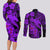 Aloha Hawaii Couples Matching Long Sleeve Bodycon Dress and Long Sleeve Button Shirts Hammerhead Shark Tattoo Polynesian Summer - Violet LT9 - Polynesian Pride