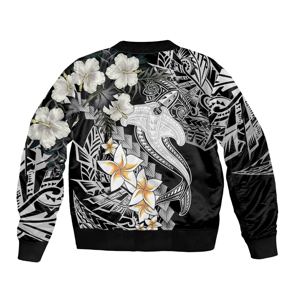 Aloha Hawaii Bomber Jacket Hammerhead Shark Tattoo Polynesian Summer - White LT9 - Polynesian Pride