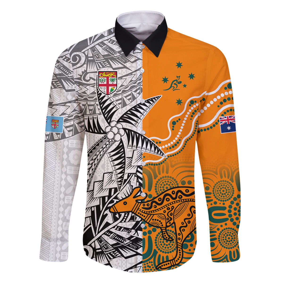 fiji-australia-rugby-family-matching-summer-maxi-dress-and-hawaiian-shirt-world-cup-2023-polynesia-tapa-mixed-indigenous-aboriginal