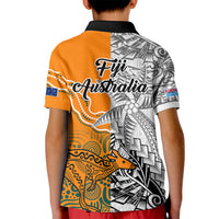 Fiji Australia Rugby Kid Polo Shirt World Cup 2023 Polynesia Tapa Mixed Indigenous Aboriginal LT9 - Polynesian Pride