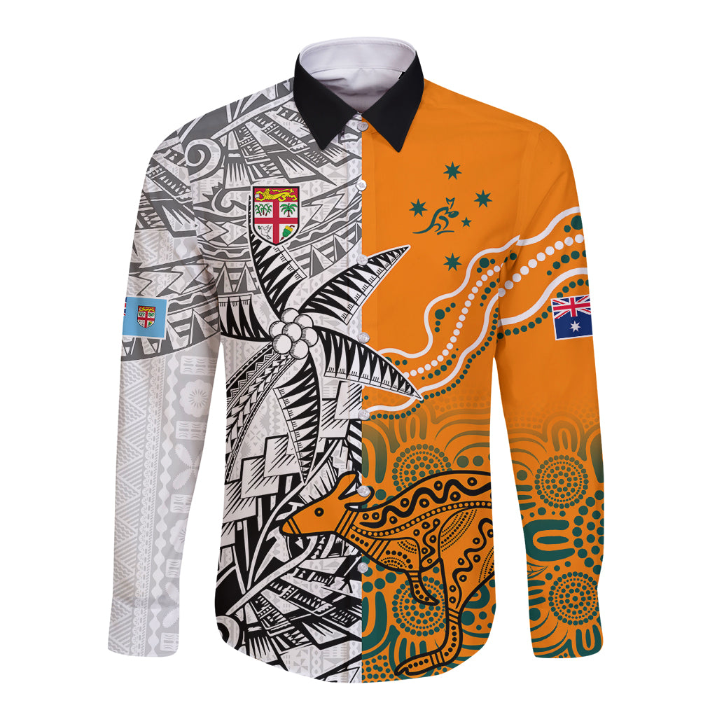 fiji-australia-rugby-long-sleeve-button-shirt-world-cup-2023-polynesia-tapa-mixed-indigenous-aboriginal