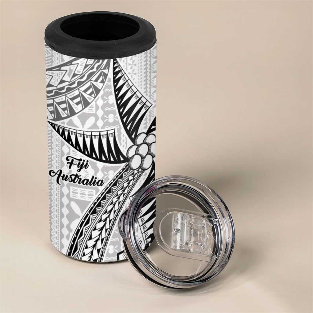 Australia-Fiji Palm and Kangaroo Custom 4 in 1 Can Cooler Tumbler Polynesia Tapa Mixed Indigenous Aboriginal LT9