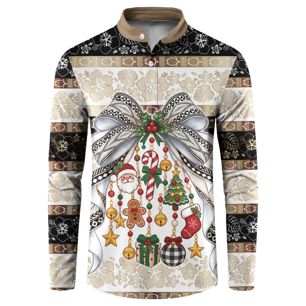 Tonga Ngatu Christmas Bow Button Sweatshirt Kilisimasi Fiefia Gold Style