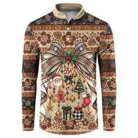 Fiji Masi Christmas Bow Button Sweatshirt Marau na Kerisimasi LT9 Red - Polynesian Pride