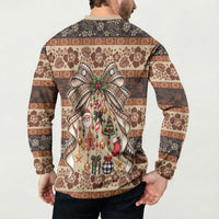 Fiji Masi Christmas Bow Button Sweatshirt Marau na Kerisimasi LT9 - Polynesian Pride