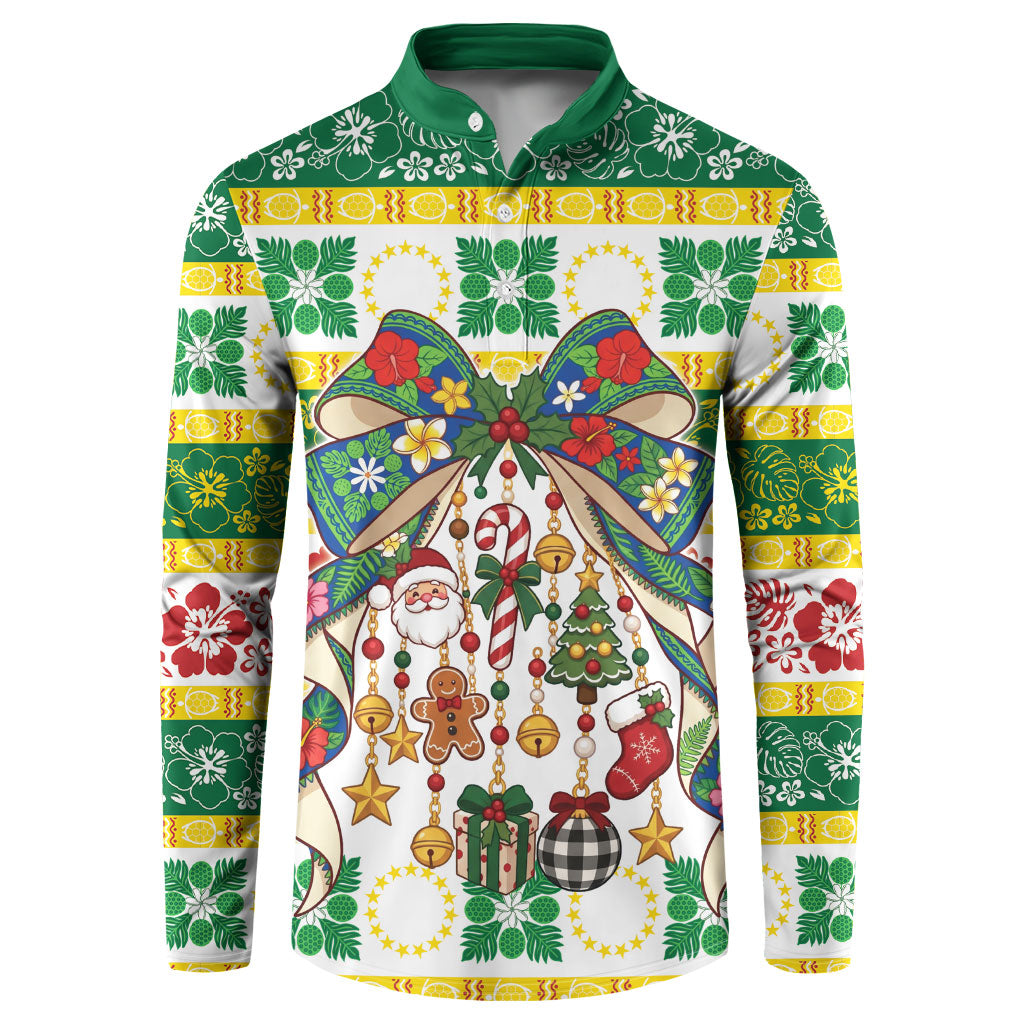 Cook Islands Tīvaevae Christmas Bow Button Sweatshirt Mere Kiritimiti
