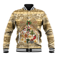 Hawai'i Kapa Christmas Bow Baseball Jacket Mele Kalikimaka LT9 Unisex Beige - Polynesian Pride