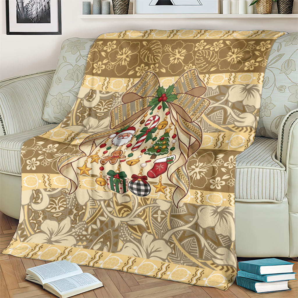 Hawai'i Kapa Christmas Bow Blanket Mele Kalikimaka LT9 - Polynesian Pride