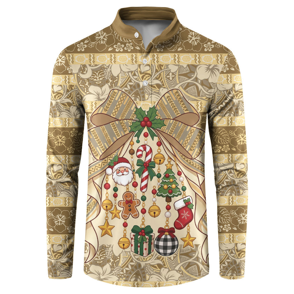 Hawai'i Kapa Christmas Bow Button Sweatshirt Mele Kalikimaka