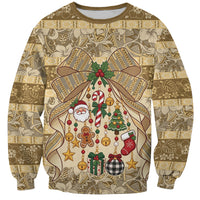 Hawai'i Kapa Christmas Bow Sweatshirt Mele Kalikimaka LT9 Unisex Beige - Polynesian Pride