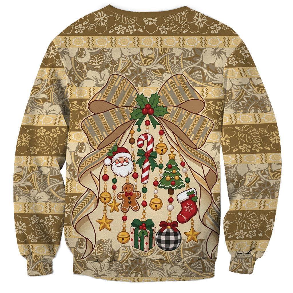 Hawai'i Kapa Christmas Bow Sweatshirt Mele Kalikimaka LT9 - Polynesian Pride