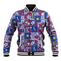 Filipino Maligayang Pasko Baseball Jacket Pacific Patchwork Xmas Vibes LT9 Unisex Blue - Polynesian Pride