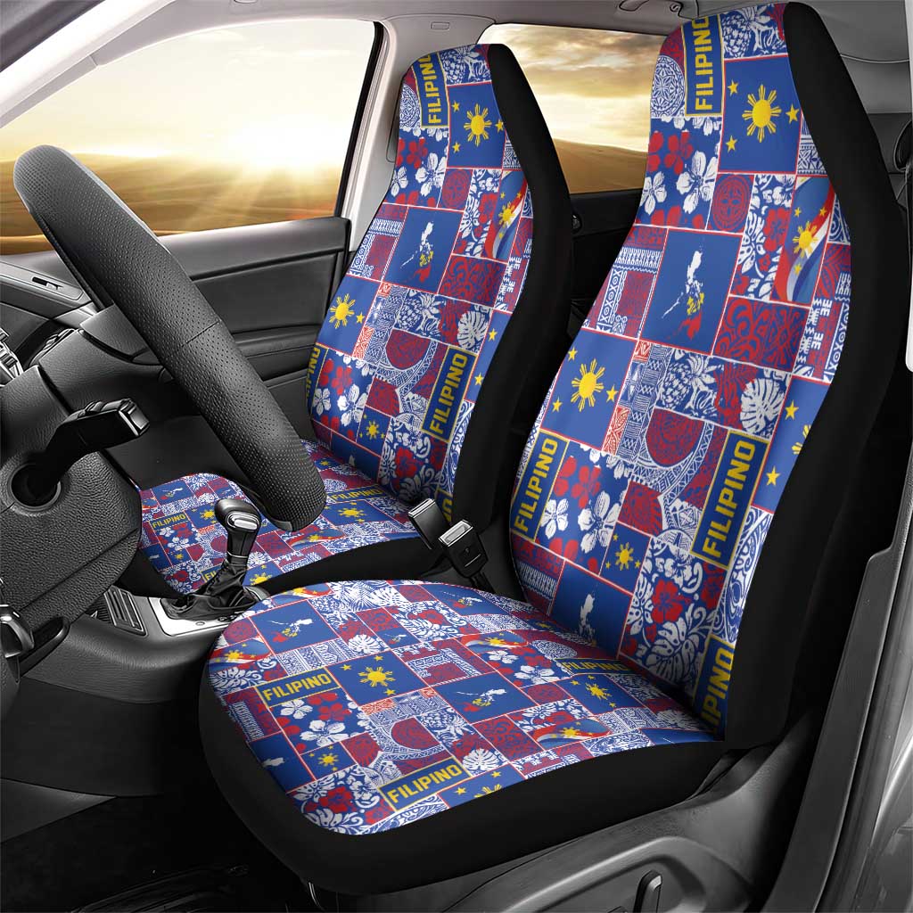 Filipino Maligayang Pasko Car Seat Cover Pacific Patchwork Xmas Vibes - Polynesian Pride