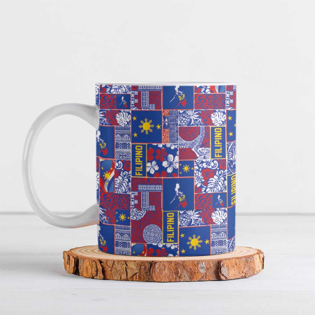 Filipino Maligayang Pasko Ceramic Mug Pacific Patchwork Xmas Vibes LT9 Blue - Polynesian Pride