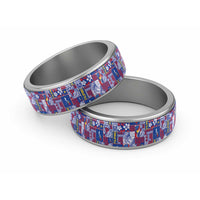 Filipino Maligayang Pasko Classic Ring Pacific Patchwork Xmas Vibes LT9 Sliver Blue - Polynesian Pride
