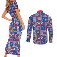 Filipino Maligayang Pasko Couples Matching Short Sleeve Bodycon Dress and Long Sleeve Button Shirt Pacific Patchwork Xmas Vibes LT9 - Polynesian Pride