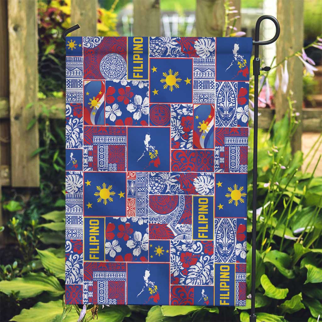 Filipino Maligayang Pasko Garden Flag Pacific Patchwork Xmas Vibes LT9 Garden Flag Blue - Polynesian Pride