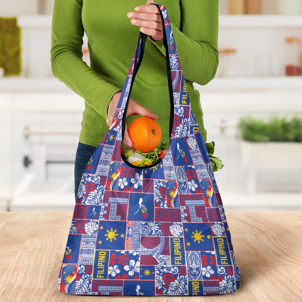 Filipino Maligayang Pasko Grocery Bag Pacific Patchwork Xmas Vibes LT9 - Polynesian Pride