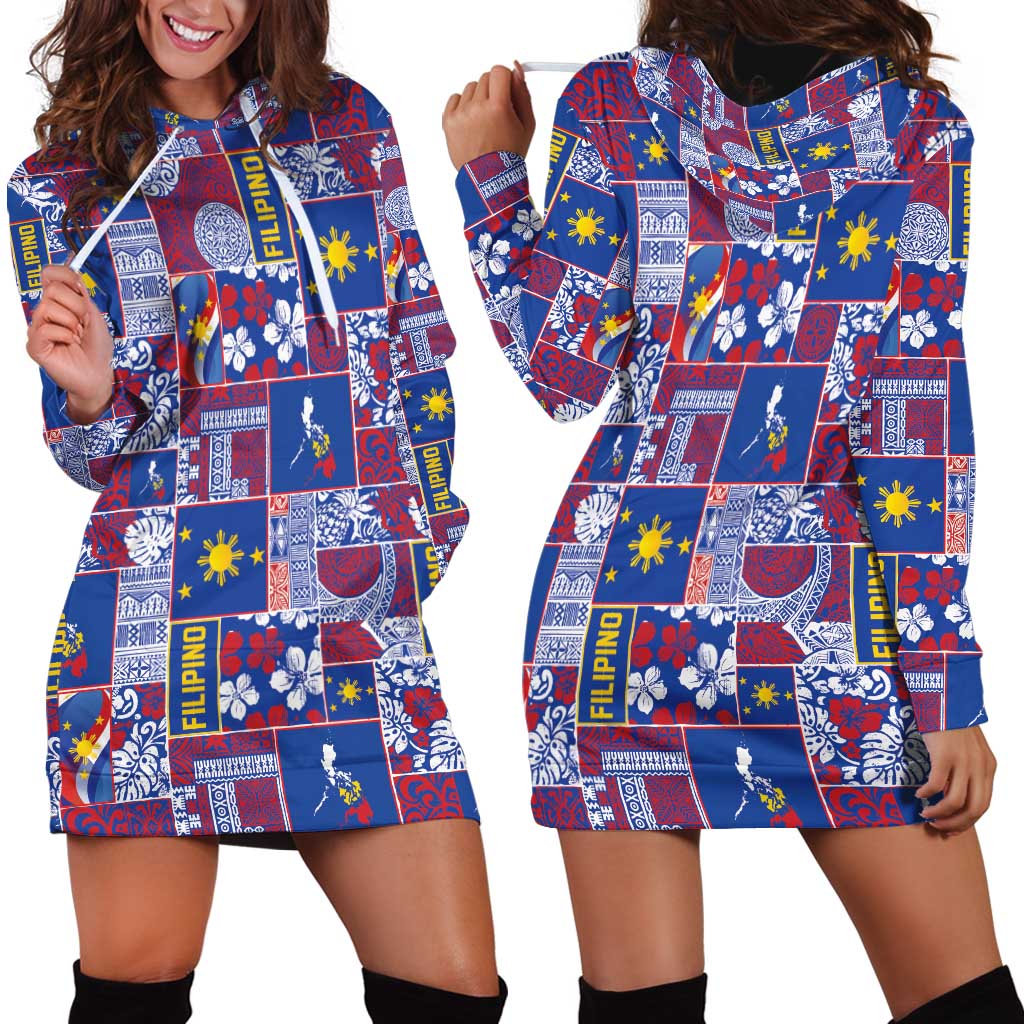 Filipino Maligayang Pasko Hoodie Dress Pacific Patchwork Xmas Vibes - Polynesian Pride