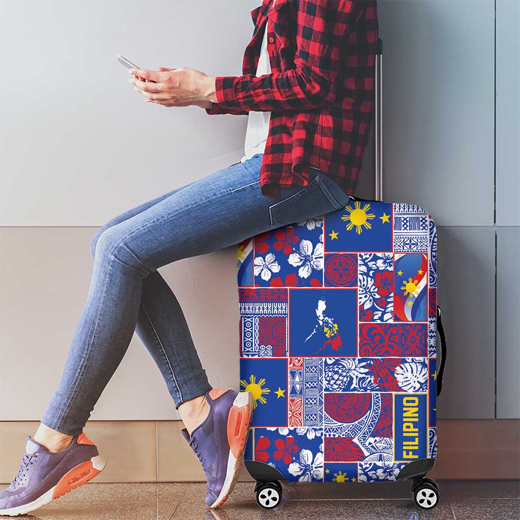 Filipino Maligayang Pasko Luggage Cover Pacific Patchwork Xmas Vibes - Polynesian Pride