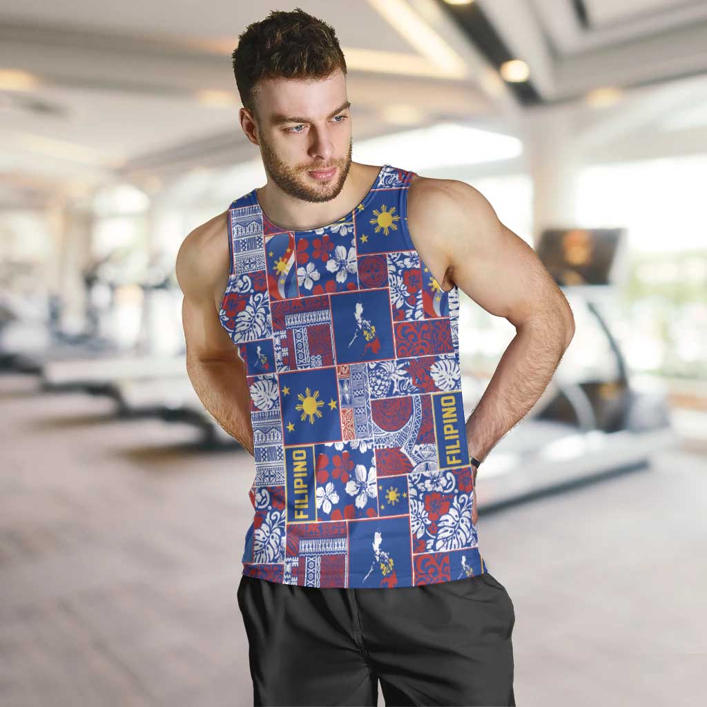 Filipino Maligayang Pasko Men Tank Top Pacific Patchwork Xmas Vibes - Polynesian Pride