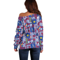 Filipino Maligayang Pasko Off Shoulder Sweater Pacific Patchwork Xmas Vibes LT9 - Polynesian Pride