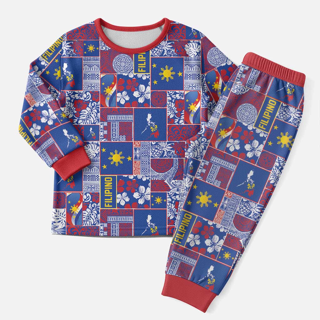 Filipino Maligayang Pasko Christmas Pajama Set Pacific Patchwork Xmas Vibes LT9 Men Blue - Polynesian Pride