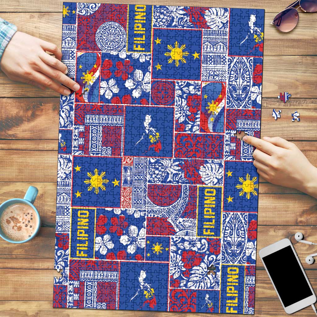 Filipino Maligayang Pasko Puzzle Pacific Patchwork Xmas Vibes LT9 Blue - Polynesian Pride