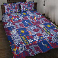 Filipino Maligayang Pasko Quilt Bed Set Pacific Patchwork Xmas Vibes LT9 Blue - Polynesian Pride