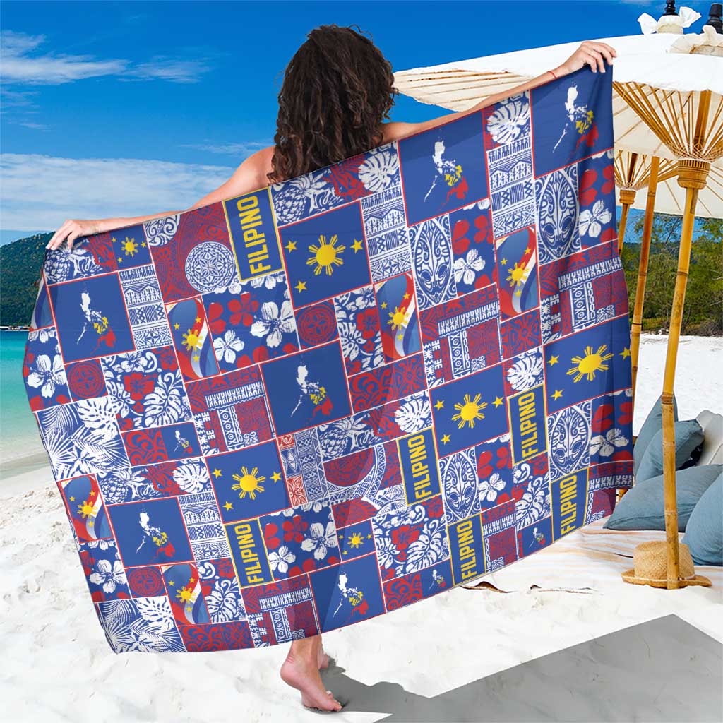 Filipino Maligayang Pasko Sarong Pacific Patchwork Xmas Vibes LT9 One Size 44 x 66 inches Blue - Polynesian Pride