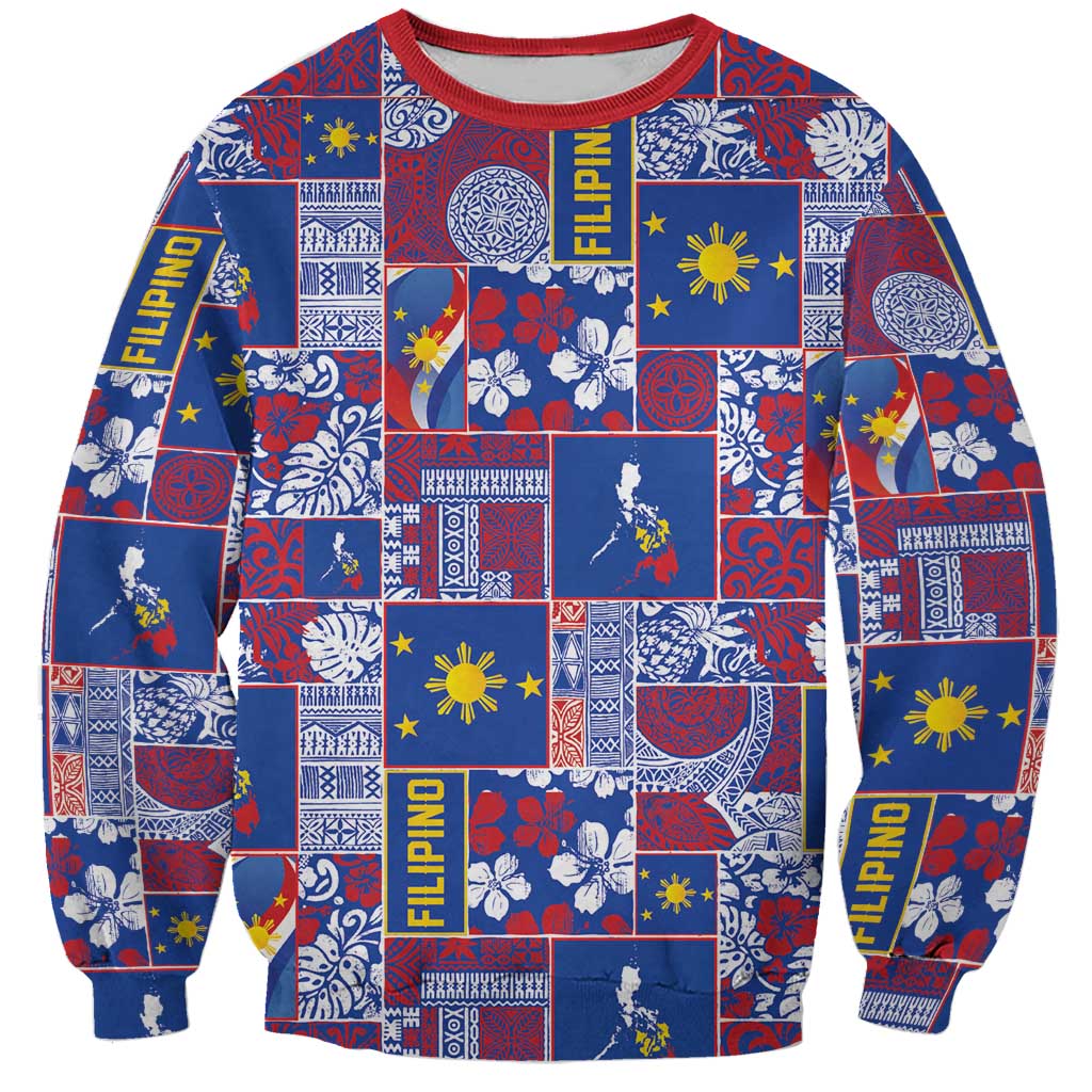 Filipino Maligayang Pasko Sweatshirt Pacific Patchwork Xmas Vibes LT9 Unisex Blue - Polynesian Pride