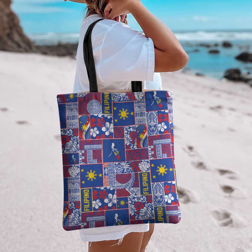 Filipino Maligayang Pasko Tote Bag Pacific Patchwork Xmas Vibes LT9 - Polynesian Pride