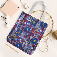Filipino Maligayang Pasko Tote Bag Pacific Patchwork Xmas Vibes LT9 White Strap One Size Blue - Polynesian Pride