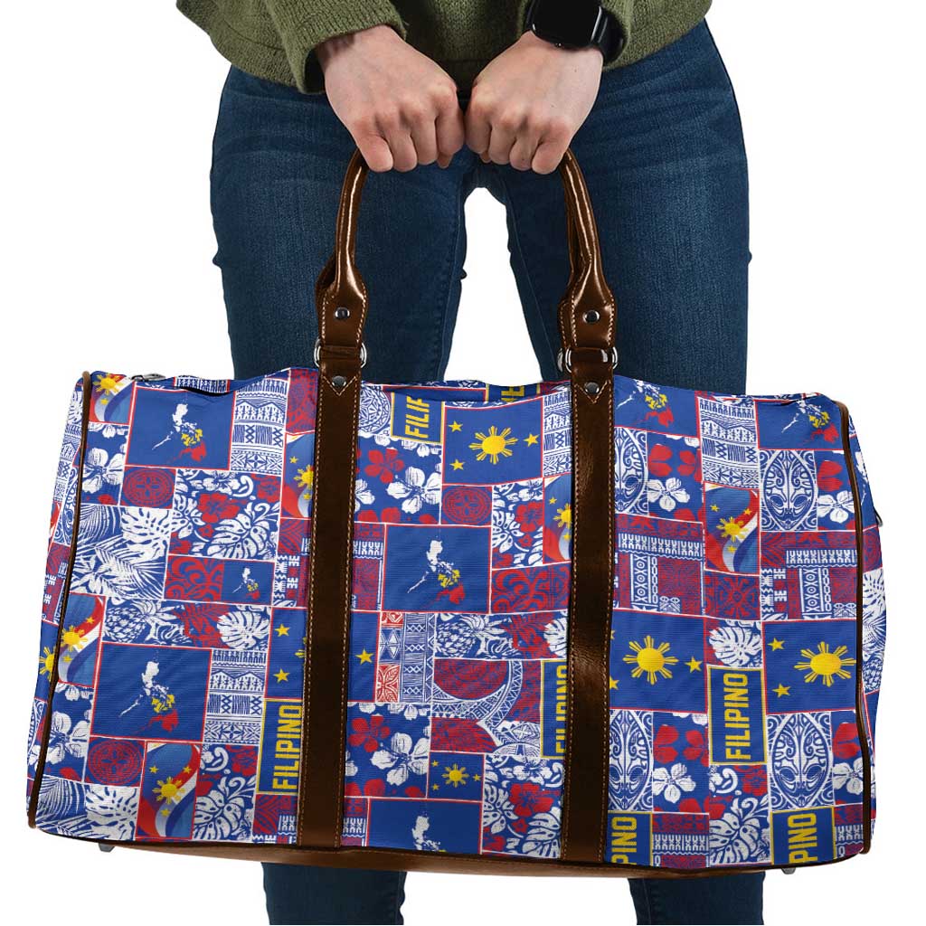 Filipino Maligayang Pasko Travel Bag Pacific Patchwork Xmas Vibes LT9 Blue - Polynesian Pride