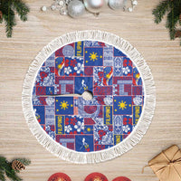 Filipino Maligayang Pasko Tree Skirt Pacific Patchwork Xmas Vibes LT9 Fringed Blue - Polynesian Pride