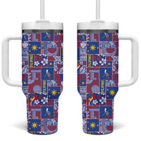 Filipino Maligayang Pasko Tumbler With Handle Pacific Patchwork Xmas Vibes LT9 One Size: 40 oz Blue - Polynesian Pride
