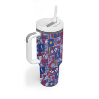 Filipino Maligayang Pasko Tumbler With Handle Pacific Patchwork Xmas Vibes LT9 - Polynesian Pride