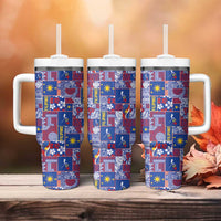 Filipino Maligayang Pasko Tumbler With Handle Pacific Patchwork Xmas Vibes LT9 - Polynesian Pride
