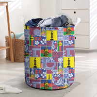 New Caledonia Joyeux Noel Laundry Basket Pacific Patchwork Xmas Vibes LT9 Blue - Polynesian Pride
