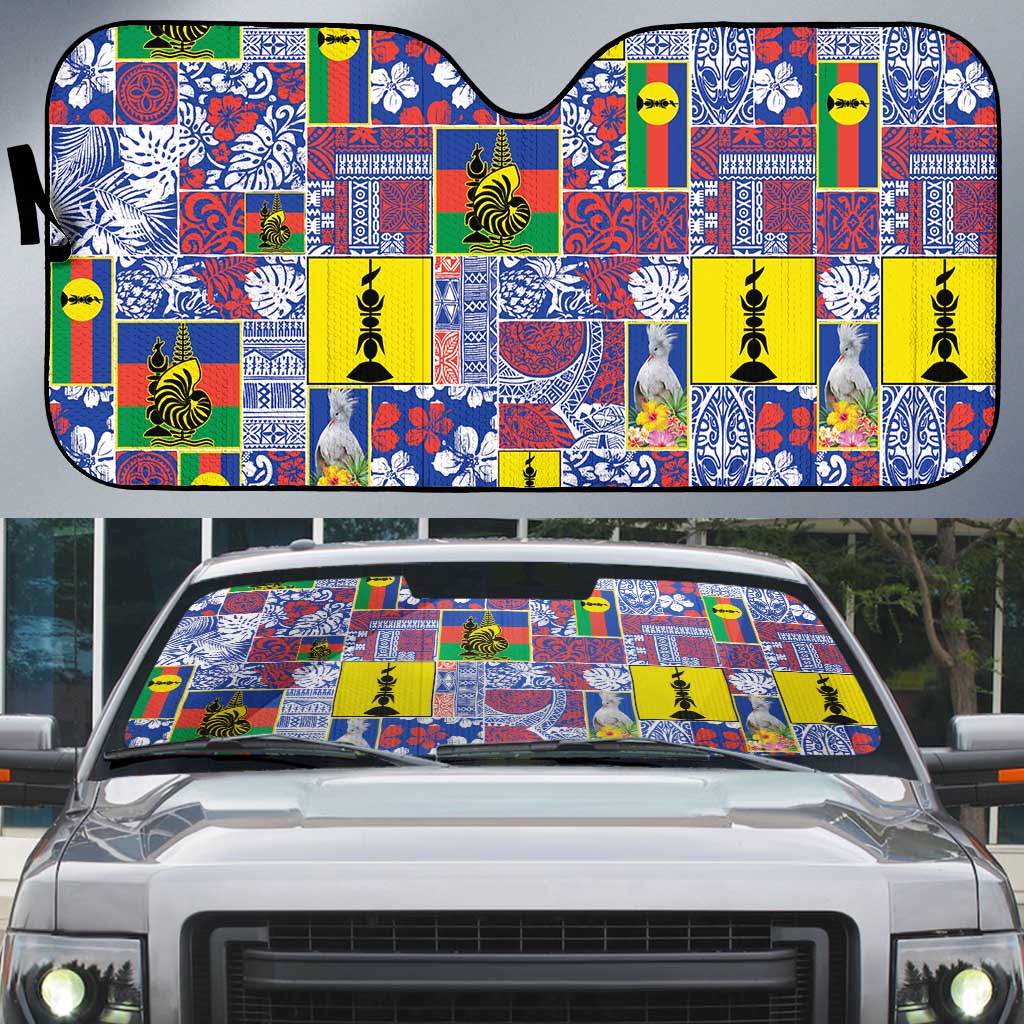 New Caledonia Joyeux Noel Auto Sun Shade Pacific Patchwork Xmas Vibes LT9 Blue - Polynesian Pride