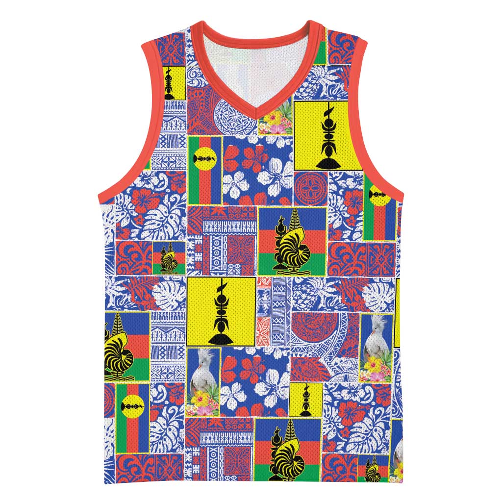 New Caledonia Joyeux Noel Basketball Jersey Pacific Patchwork Xmas Vibes - Polynesian Pride